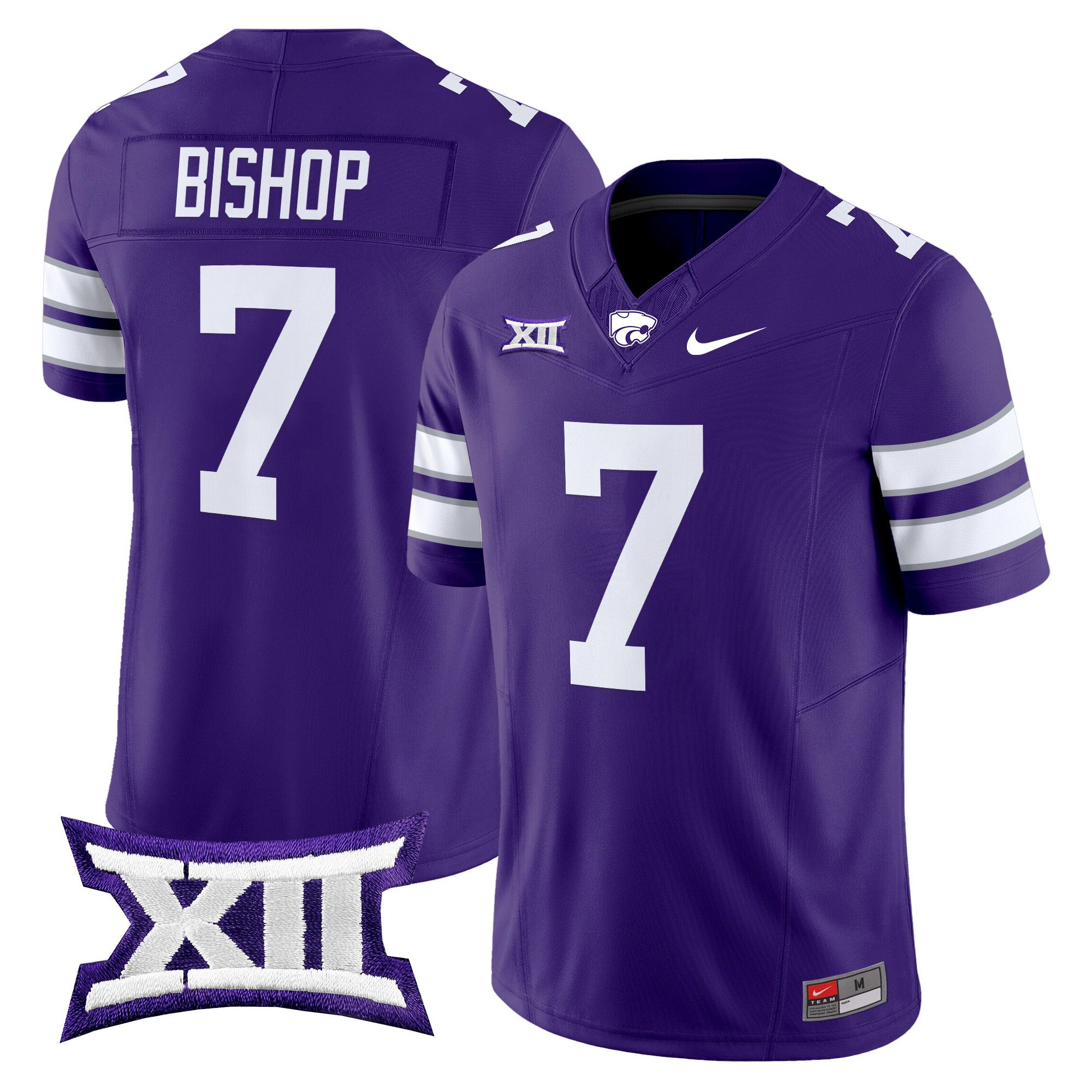 Men Kansas State Wildcats #7 Bishop Purple Nike 2024 Vapor Limited NCAA Jersey style 1